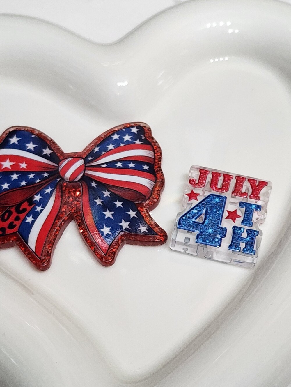 Patriotic 4th Of July Flatback Focal Bead Bow Badge Beaded Pen Jewelry Magnet